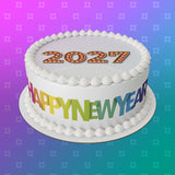 2027 Happy New Year Edible Icing Cake Topper 07