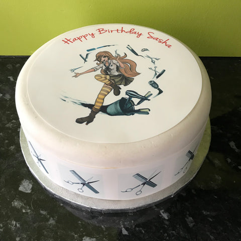 Hairdressing 02 Edible Icing Cake Topper or Ribbon