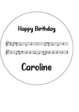 Happy Birthday To You Music Edible Icing Cake Topper or Ribbon