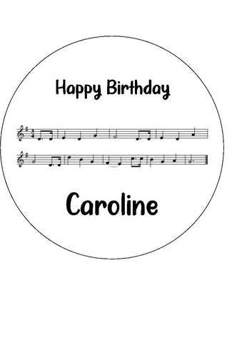 Happy Birthday To You Music Edible Icing Cake Topper or Ribbon