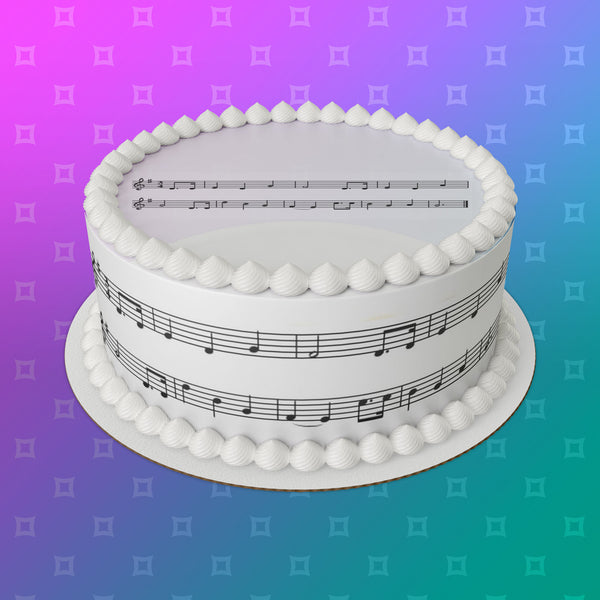 Happy Birthday To You Music Edible Icing Cake Topper or Ribbon
