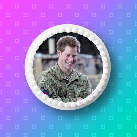 Prince Harry Edible Icing Cake Topper or Ribbon