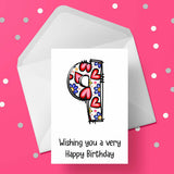 09 9th Birthday 02 Birthday Card for Girls with Hearts & Flowers