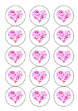 Dog Paw Print Love Heart Edible Icing Cake Topper