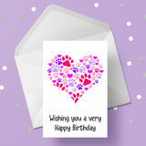 Dog Paw Print Love Heart Edible Icing Cake Topper