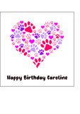 Dog Paw Print Love Heart Edible Icing Cake Topper