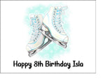 Ice Skates 01 Edible Icing Cake Topper or Ribbon