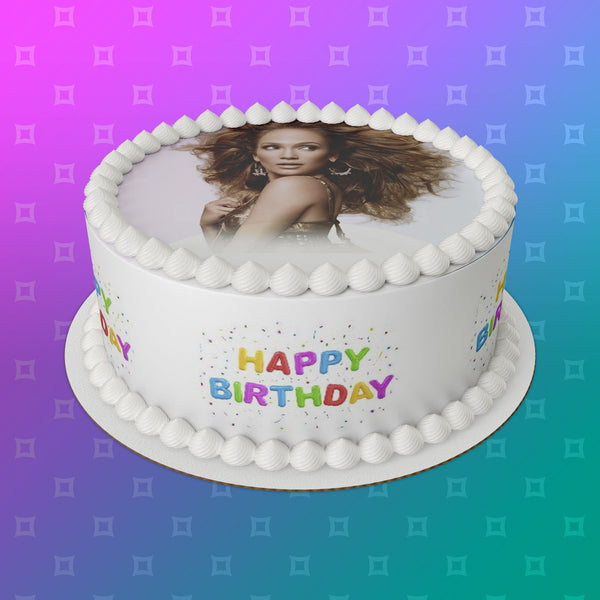 Jennifer Lopez 01 Edible Icing Cake Topper or Ribbon