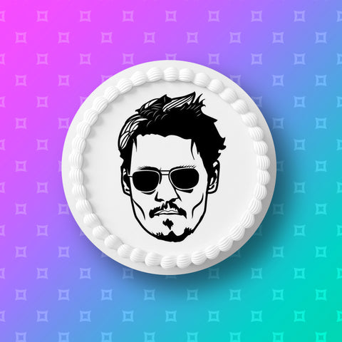 Johnny Depp Edible Icing Cake Topper or Ribbon