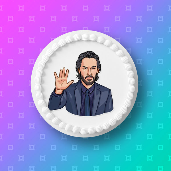 Keanu Reeves 01 Edible Icing Cake Topper or Ribbon