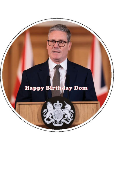 Keir Starmer 02 Edible Icing Cake Topper or Ribbon