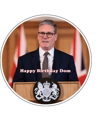 Keir Starmer 02 Edible Icing Cake Topper or Ribbon