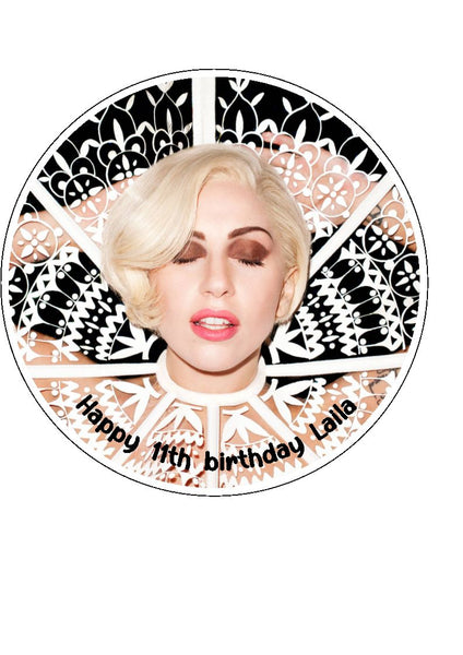 Lady Gaga 03 Edible Icing Cake Topper or Ribbon