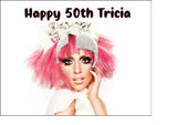 Lady Gaga 02 Edible Icing Cake Topper or Ribbon