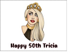 Lady Gaga 03 Edible Icing Cake Topper or Ribbon