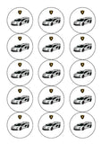 Lamborghini Racing Car 02 (White) Edible Icing Cake Topper or Ribbon