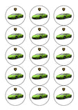 Lamborghini Racing Car 01 (Green) Edible Icing Cake Topper
