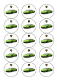 Lamborghini Racing Car Edible Icing Cake Topper Green 01