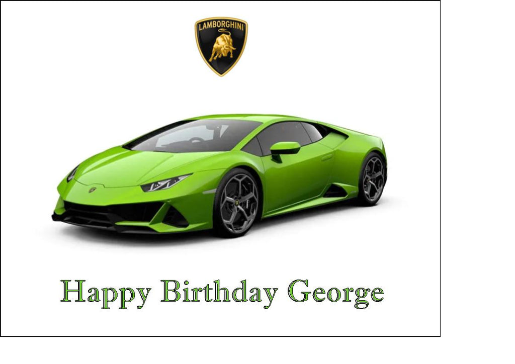 Lamborghini Racing Car 01 (Green) Edible Icing Cake Topper – the caker ...