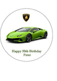 Lamborghini Racing Car 01 (Green) Edible Icing Cake Topper