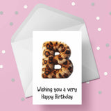 Fluffy Leopard Print Initial Birthday Card - choose any letter