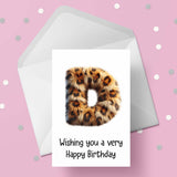 Fluffy Leopard Print Initial Birthday Card - choose any letter