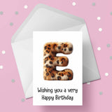 Fluffy Leopard Print Initial Birthday Card - choose any letter