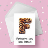 Fluffy Leopard Print Initial Birthday Card - choose any letter