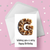Fluffy Leopard Print Initial Birthday Card - choose any letter