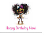 Leopard Print Girl 01 Edible Icing Cake Topper or Ribbon