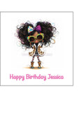 Leopard Print Girl 01 Edible Icing Cake Topper or Ribbon