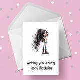 Leopard Print Girl 02 Edible Icing Cake Topper or Ribbon