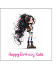 Leopard Print Girl 02 Edible Icing Cake Topper or Ribbon