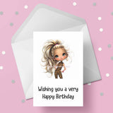 Leopard Print Girl 03 Edible Icing Cake Topper or Ribbon