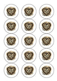Leopard Print Love Heart Edible Icing Cake Topper or Ribbon