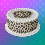 Leopard Print Love Heart Edible Icing Cake Topper or Ribbon