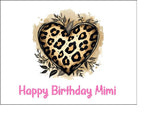 Leopard Print Love Heart Edible Icing Cake Topper or Ribbon