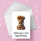 Fluffy Leopard Print Initial Birthday Card - choose any letter