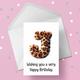 Fluffy Leopard Print Initial Birthday Card - choose any letter