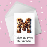 Fluffy Leopard Print Initial Birthday Card - choose any letter
