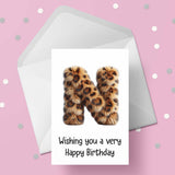Fluffy Leopard Print Initial Birthday Card - choose any letter