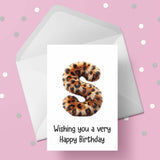 Fluffy Leopard Print Initial Birthday Card - choose any letter