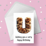 Fluffy Leopard Print Initial Birthday Card - choose any letter