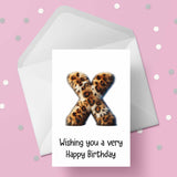 Fluffy Leopard Print Initial Birthday Card - choose any letter