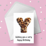Fluffy Leopard Print Initial Birthday Card - choose any letter