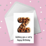 Fluffy Leopard Print Initial Birthday Card - choose any letter