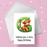 Highland Cow Initial Birthday Card - choose any letter