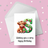Highland Cow Initial Birthday Card - choose any letter