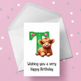 Highland Cow Initial Birthday Card - choose any letter