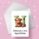 Highland Cow Initial Birthday Card - choose any letter